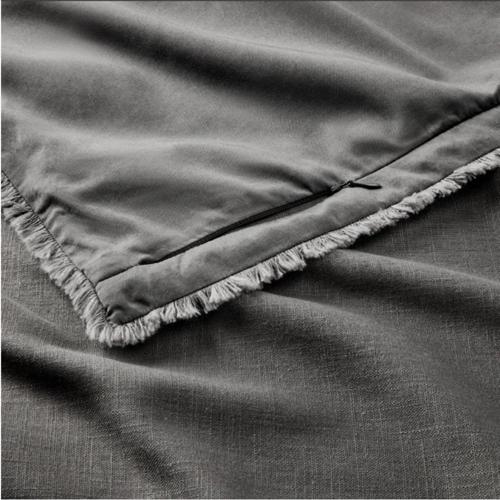 NWT Full/Queen Heavyweight Linen Blend Comforter & Sham Set Dark Gray - Casaluna